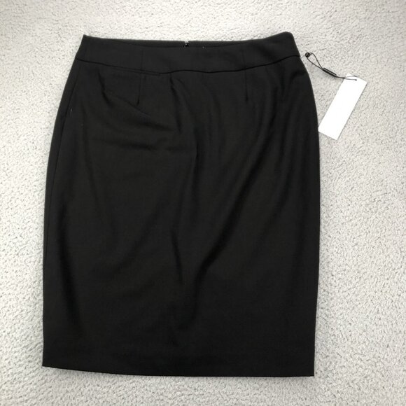 CALVIN KLEIN Skirt Womens Size 8 Black Pencil Knee Length Back Slit Lined NEW - Picture 1 of 15